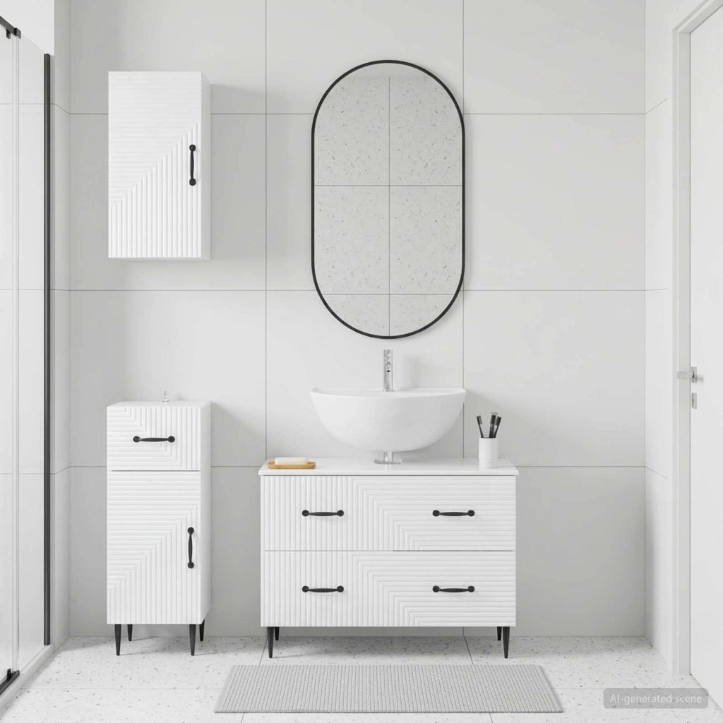 Set di armadietti da bagno in 3 pezzi HAARLEM Bianco Lucido 3417778