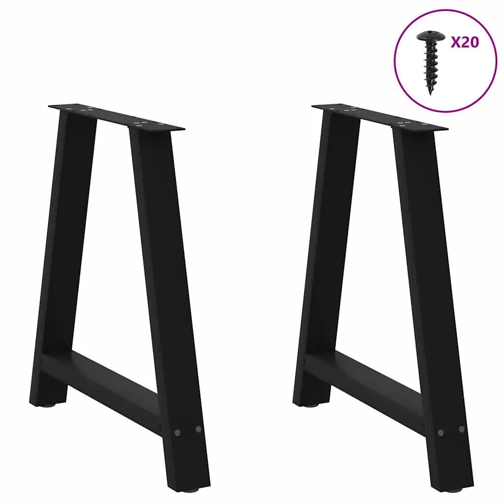 Gambe per tavolo da pranzo a forma di A 2 pz nere 70x(72-73) cm in acciaio