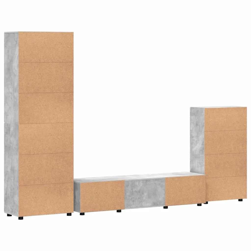 Set mobile TV FLORIN 3 pcs Grigio cemento Legno multistrato