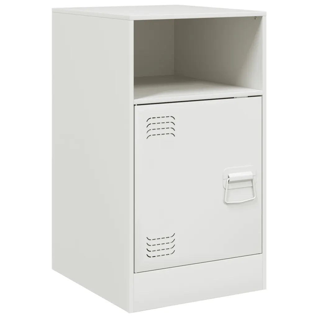 Comodino | Armadio da Notte | Mobiletto da notte Bianco 34,5x39x62 cm in Acciaio