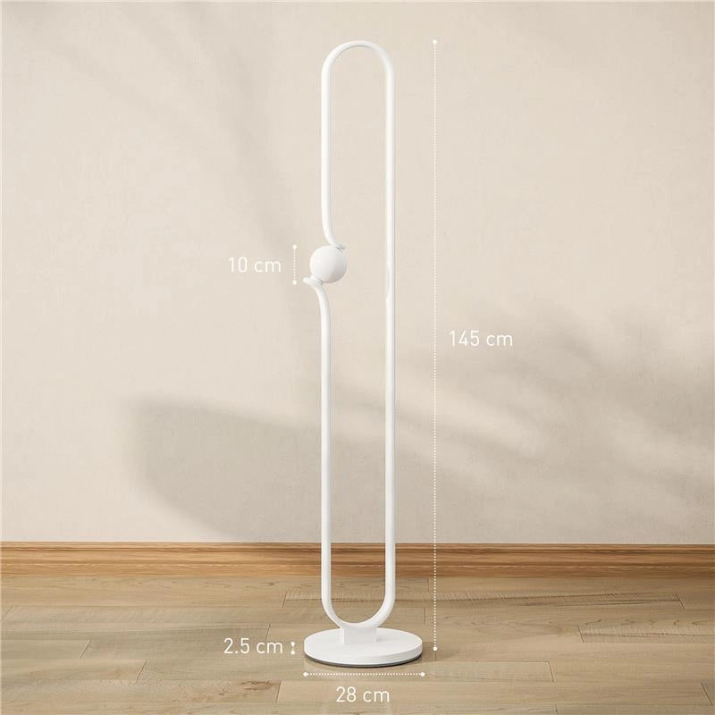 LAMPADA DA TERRA A LED A FORMA DI NOTA MUSICALE CON LUMINOSITÓ REGOLABILE E PEDALE, 28X28X145 CM, BIANCO