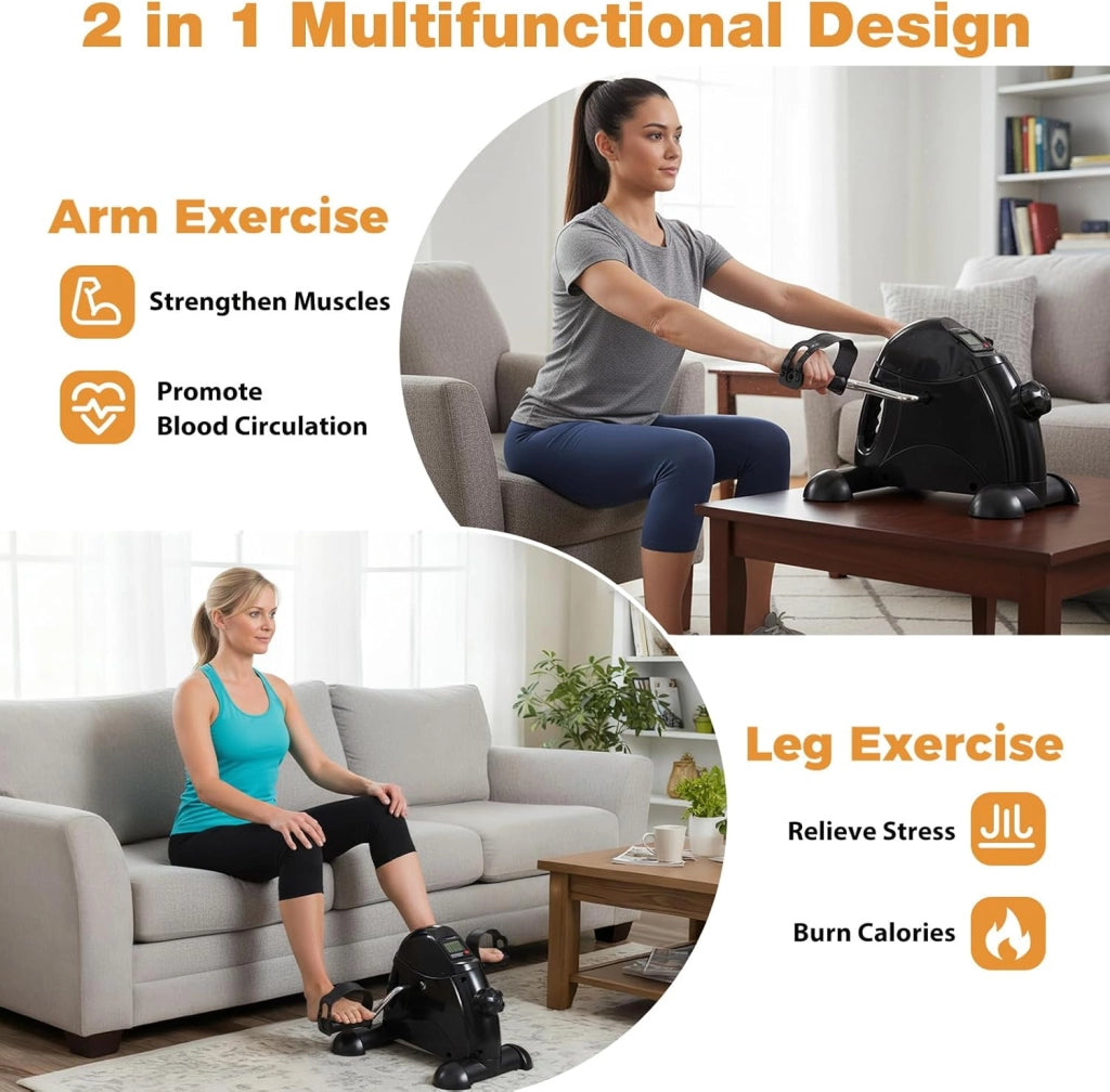 Guarnitura elettrica con display LCD, dispositivo ellittico elettrico, resistenza regolazione manuale, bicicletta ellittica 2 in 1, allenamento gambe e braccia, per casa, ufficio
