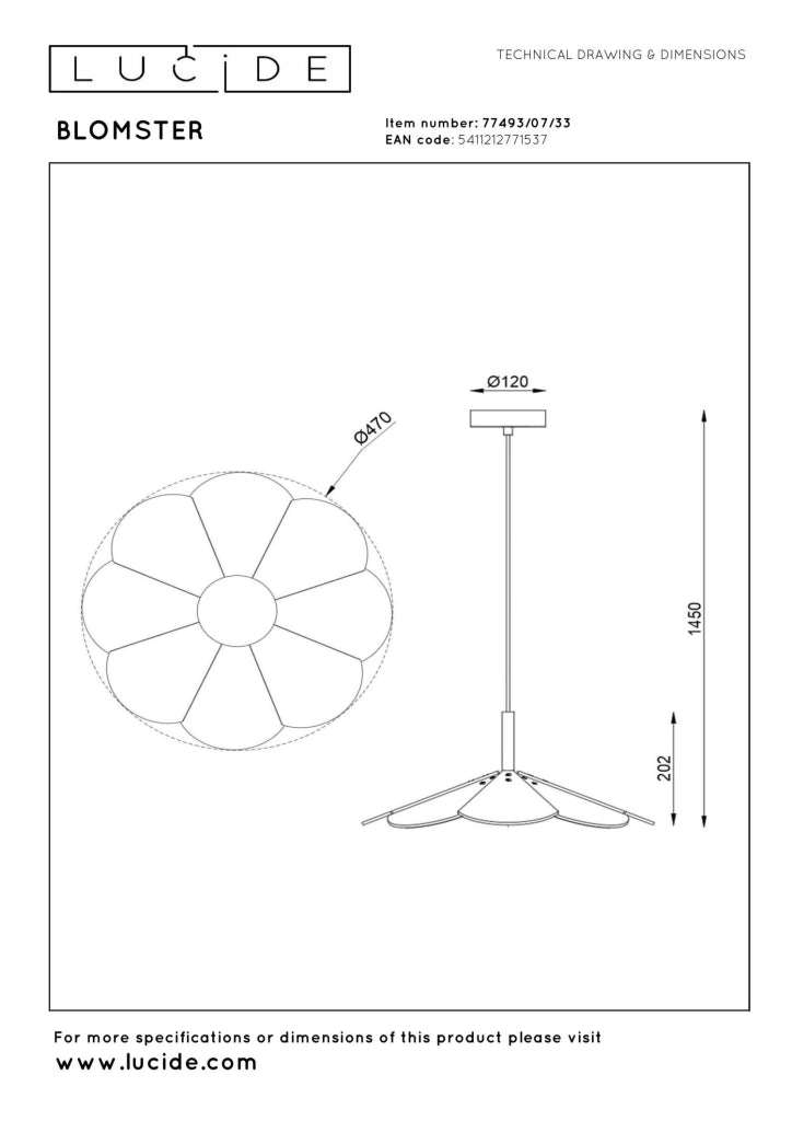 Lampada sospesa BLOMSTER LED 9W verde legno Lucide