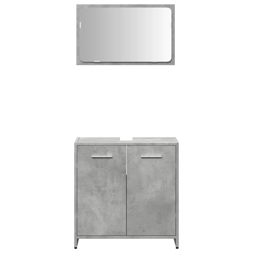 Mobile da Bagno con Specchio Grigio Cemento Legno Multistrato 856041