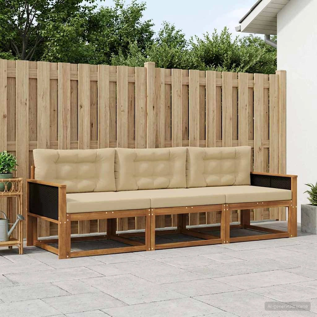 Set di divani da esterno 3 pz Naturale e Beige 3382296