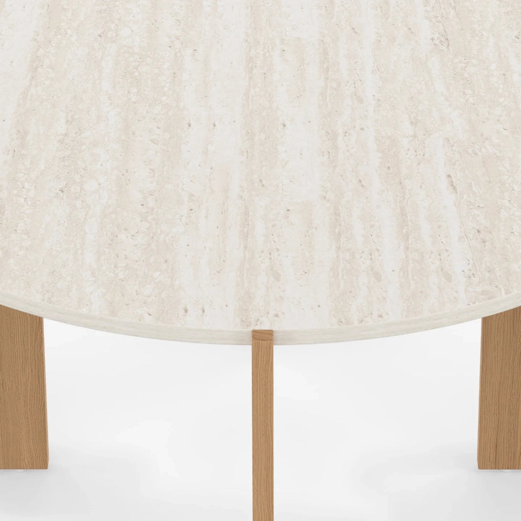 IDMarket - Tavolino rotondo ARMONIA 73 cm effetto travertino