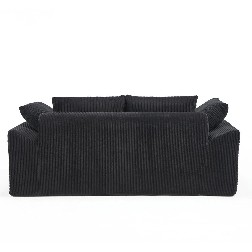 Divano piccolo imbottito con braccioli ¨C Minimal ¨C Nero velluto, senza montaggio