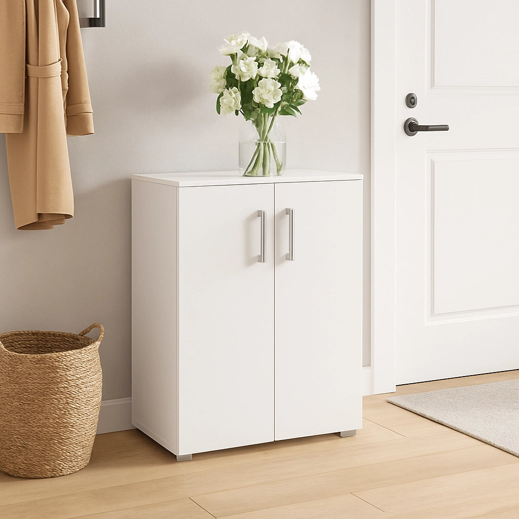 Madia Mobiletto Credenzina Legno 2Ante 2Ripiani Cucina Bagno Ufficio Salvaspazio