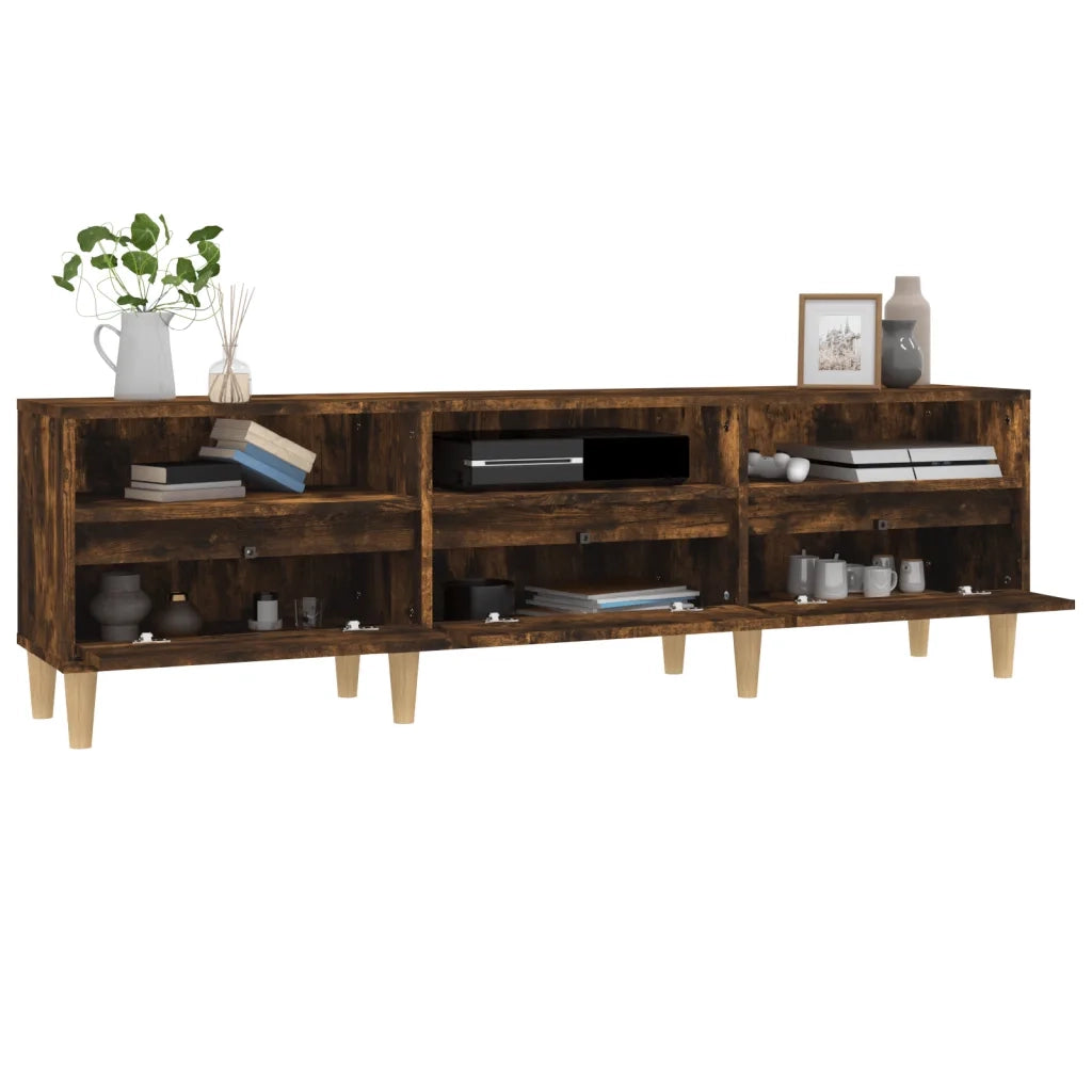 Mobile Porta TV-Mobile per TV-Credenza TV Rovere Fumo 150x30x44,5 cm in Legno Multistrato 500686