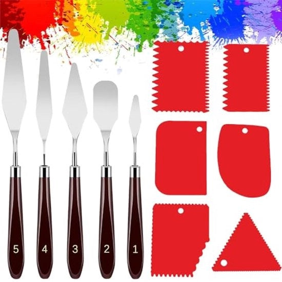 Sistema di verniciatura completo con pennelli e spazzole - 11 pezzi di attrezzatura per artisti