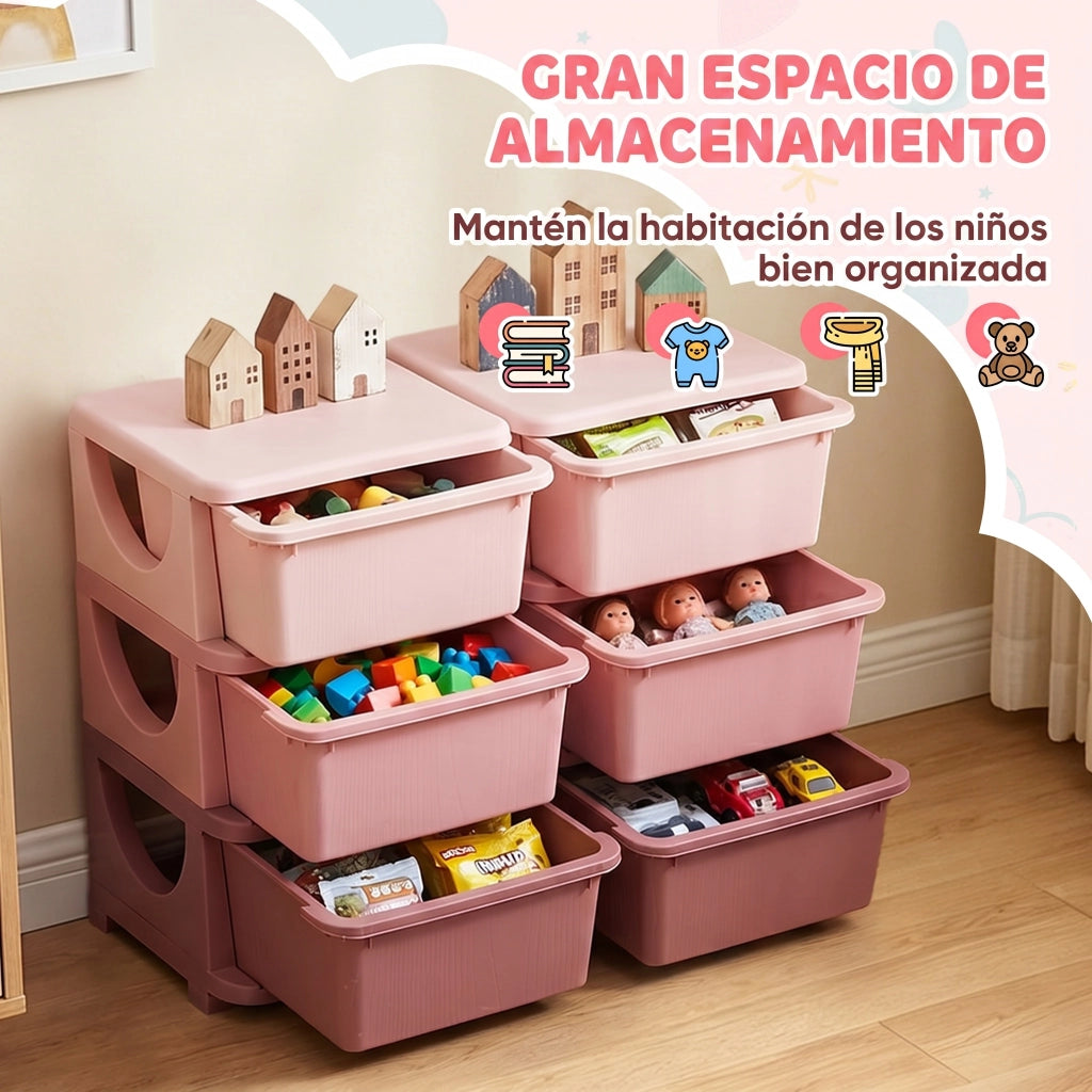 Cassettiera bambini 6 cassetti ¨C zephmum ¨C rosa 75x37x56.5 cm