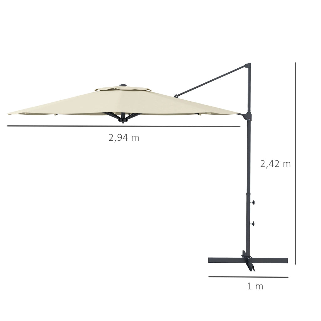 Ombrellone da Giardino Regolabile ¨C zephmum ¨C Crema ?294x242 cm