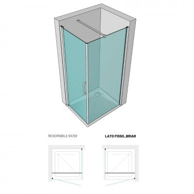 Lato fisso per porta battente briar 6 millimetri chrome per box doccia *** misure 97-100cm x h190cm trasparente, conf...