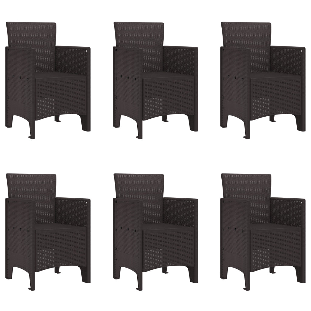 Set da Pranzo da Giardino 7 Pezzi Rattan Polipropilene Marrone