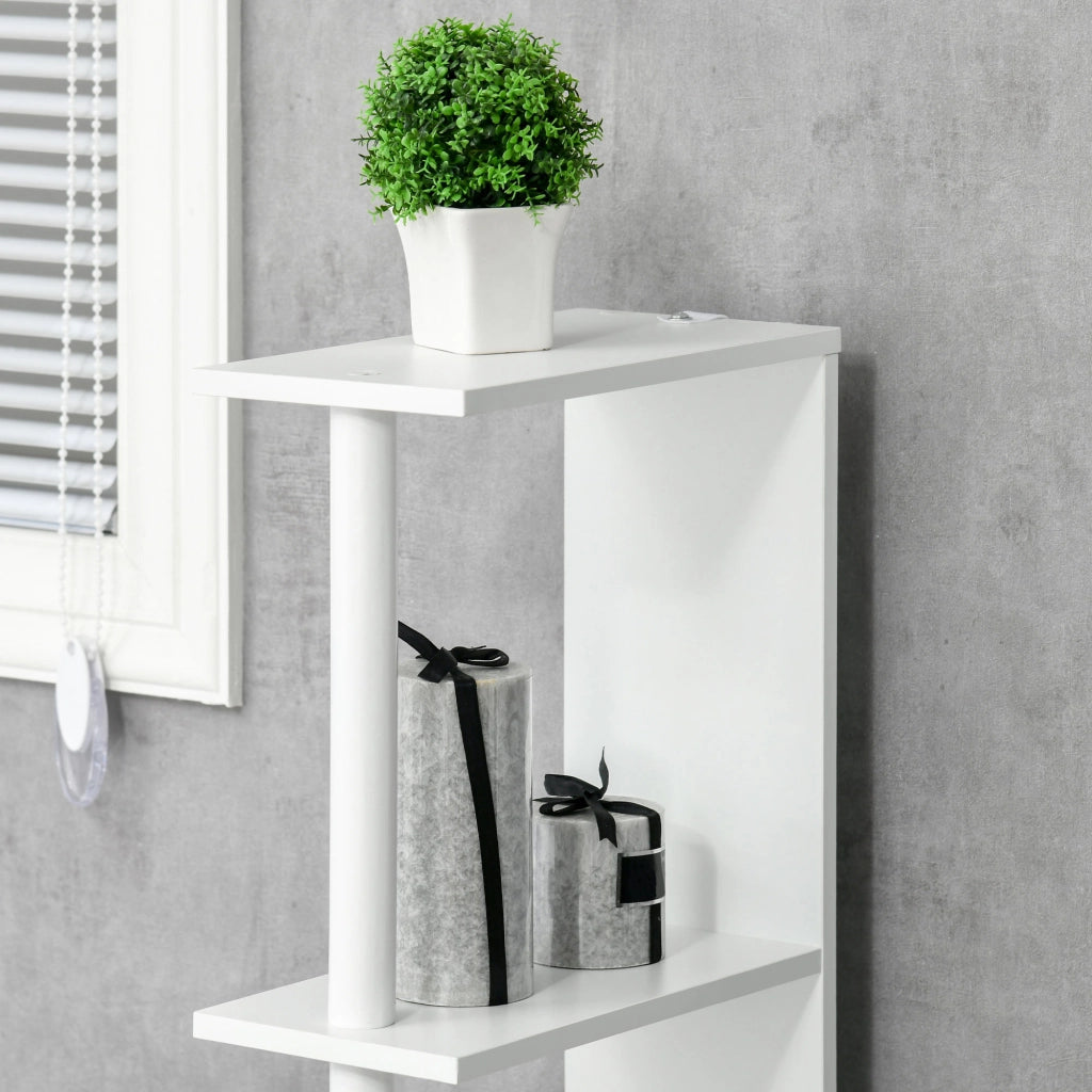 Colonna Bagno con 2 Ripiani e 2 Armadietti ¨C Zephmum ¨C Bianco e Legno 15.2x29.8x118 cm