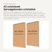 Taccuino da disegno A3 60 pagine - rilegato a spirale - copertina rigida - blocco da disegno per artisti - grande paesaggio - marrone
