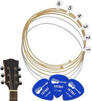 Snari per chitarra Premium - Chitarra folk/akustica - Resistente - 5 corde - Inclusi 3 plettre - Superficie ultraliscia