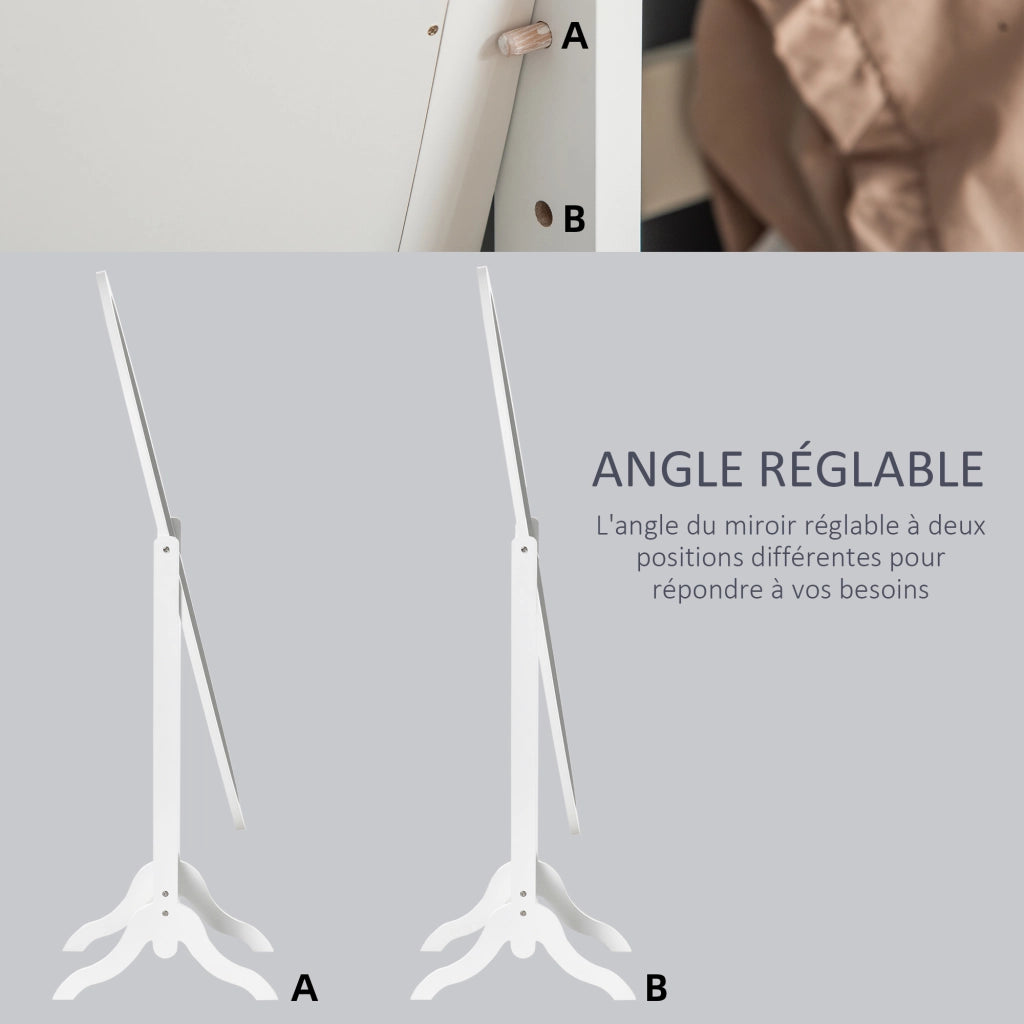 Specchio Ovale a Piede Regolabile ¨C Zephmum ¨C Bianco 48x46x147 cm