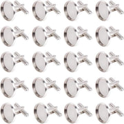24 manchetknopen ronde blanco zilveren 1,6 cm metaal messing platte onderlaag