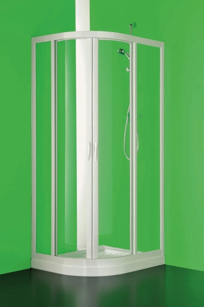 Box doccia due lati scorrevole asimmetrico in acrilico opaco, pvc bianco Raplas 80x100 cm