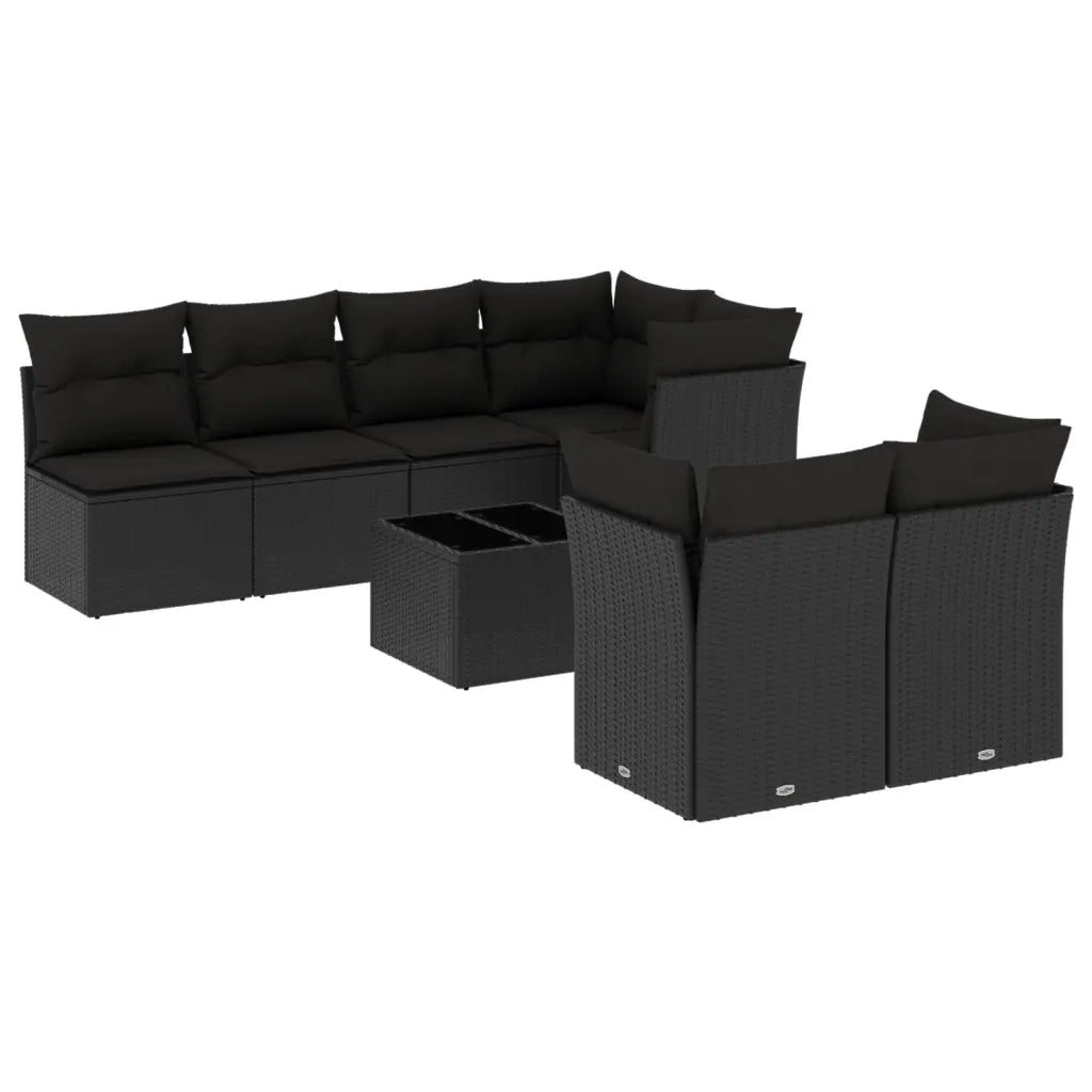 Set Divani da Giardino con Cuscini 8 pz Nero in Polyrattan 3217295