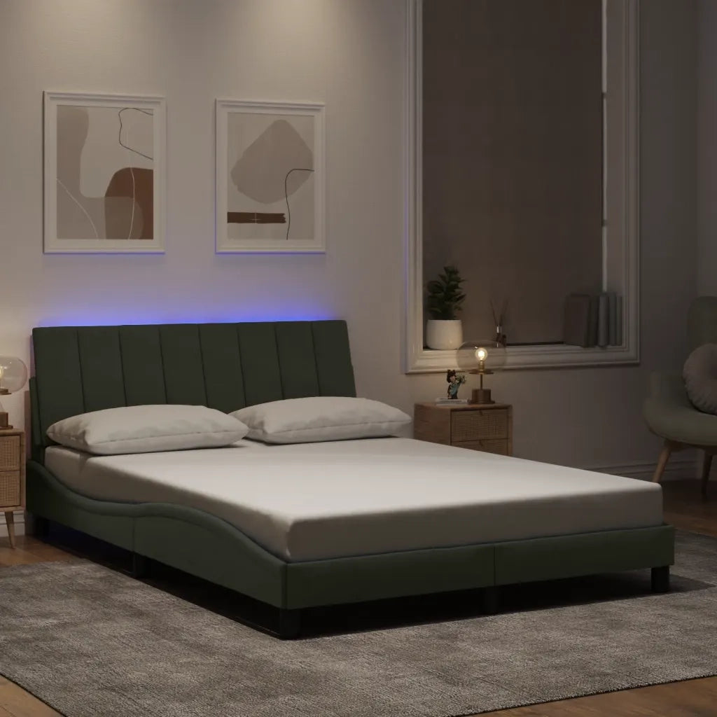 Giroletto con LED senza Materasso Hanko Grigio Chiaro 120x200 cm in Velluto 3213769