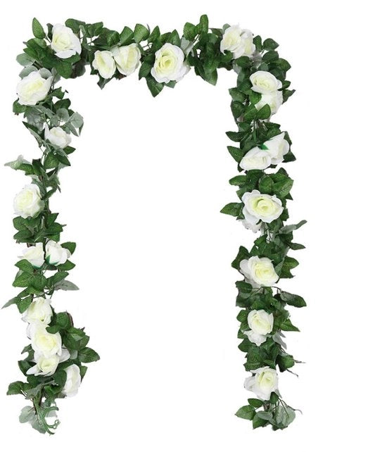 Decorazioni per Festa - Slinga per Fiori - 2 Pezzi - Stelo di Rosa Artificiale - 240 cm - Decorazione per Matrimonio/Interni/Esterni - Capolino di Fiori Realistici - Finte Fiori