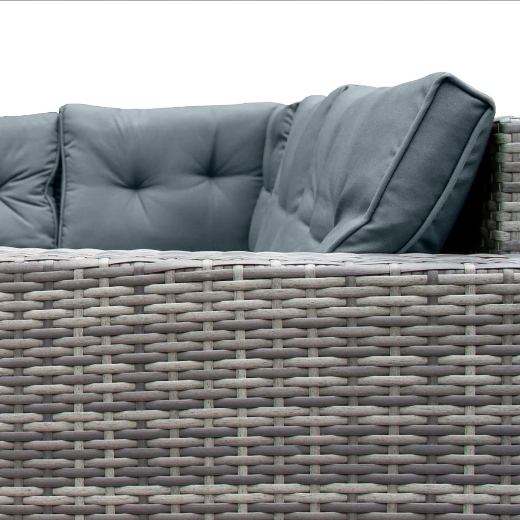 Set d'angolo in rattan e box da giardino Grigio Grande Cuscino Cassapanca 582L Outdoor