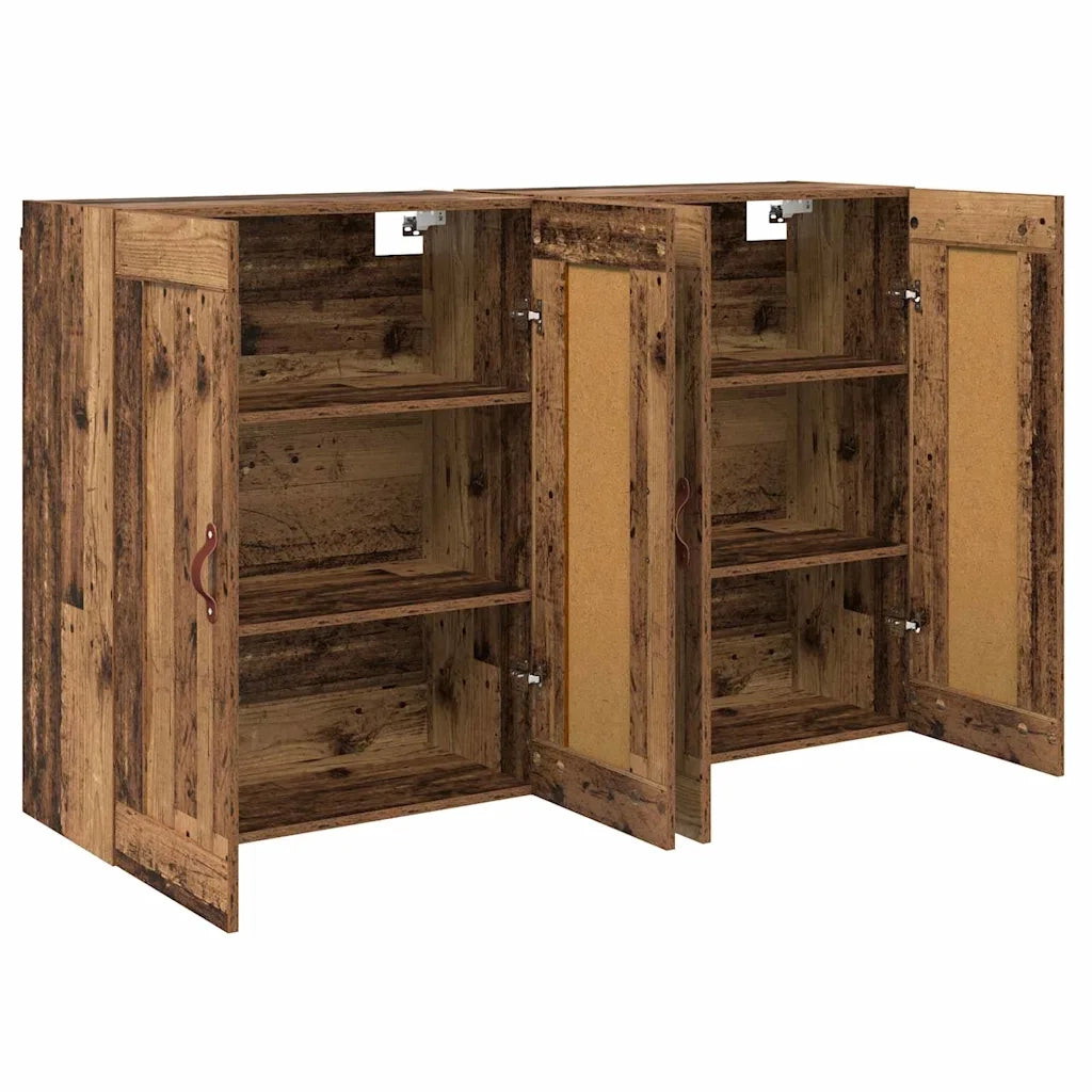 Mobile a muro 2 pcs Legno vecchio 69,5 x 34 x 90 cm 3415556
