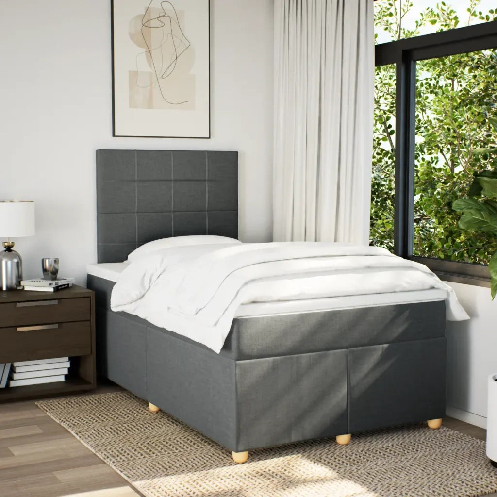 Giroletto a Molle con Materasso Grigio Scuro 120x190cm Tessuto