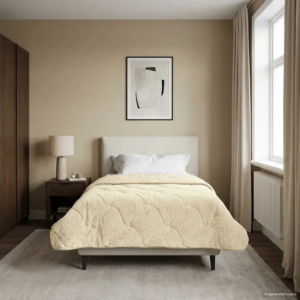 Piumone | Duvet Estivo Crema 155 x 220 cm Microfibra e Fleece Teddy