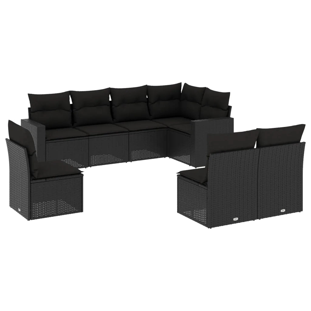 Set Divani da Giardino con Cuscini 8 pz Nero in Polyrattan 3251402