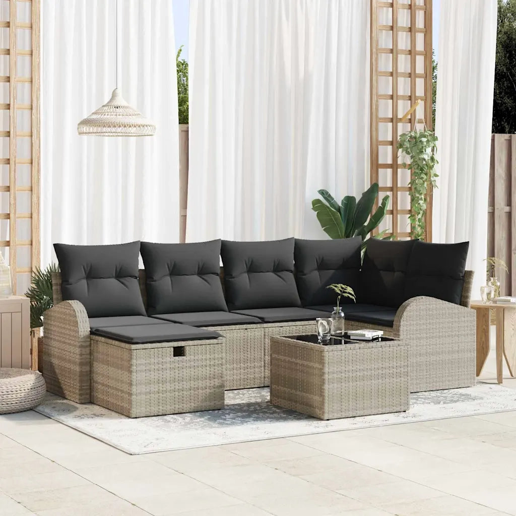 Set di divani con cuscino 7 pcs Grigio chiaro polyrattan 3359091