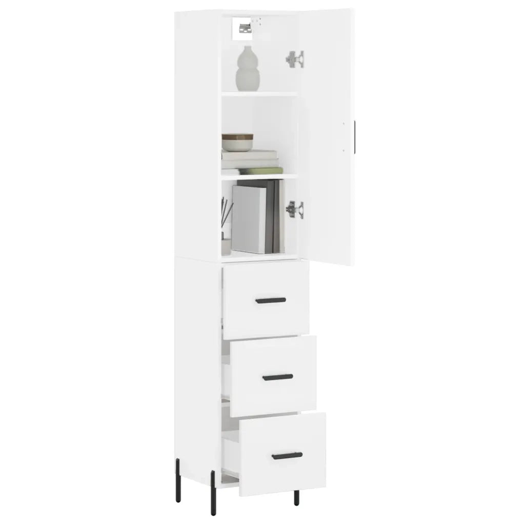 Credenza | Madia | Buffet da pranzo | Armadio da pranzo Bianca 34,5x34x180 cm in Legno Multistrato