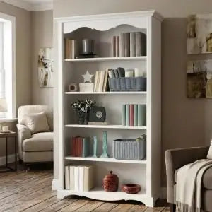 Libreria in legno Shabby chic laccato bianco 4 vani provenzale