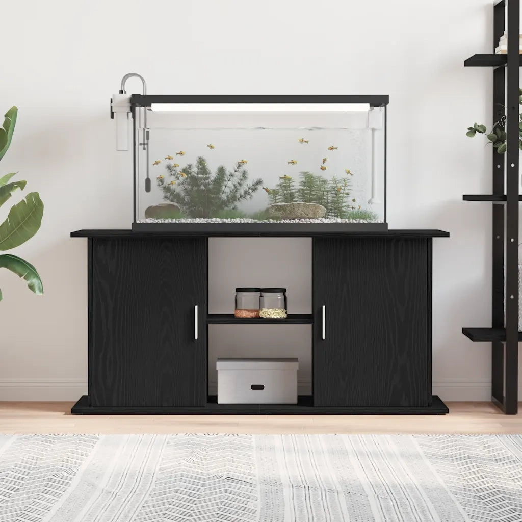 vidaXL Supporto Acquario 121x41x58 cm Legno Multistrato Rovere Nero
