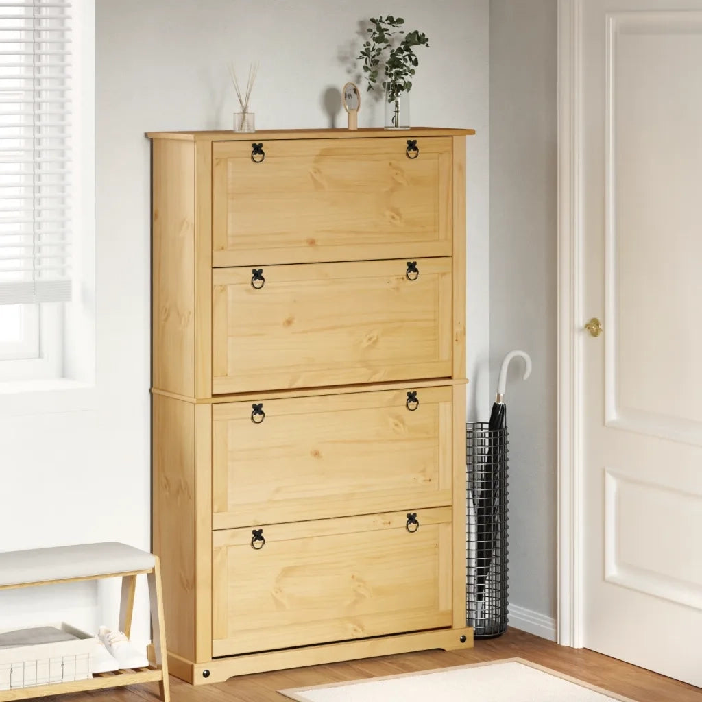 Scarpiera Corona 99x32x163,5 cm in Legno Massello di Pino 4002787