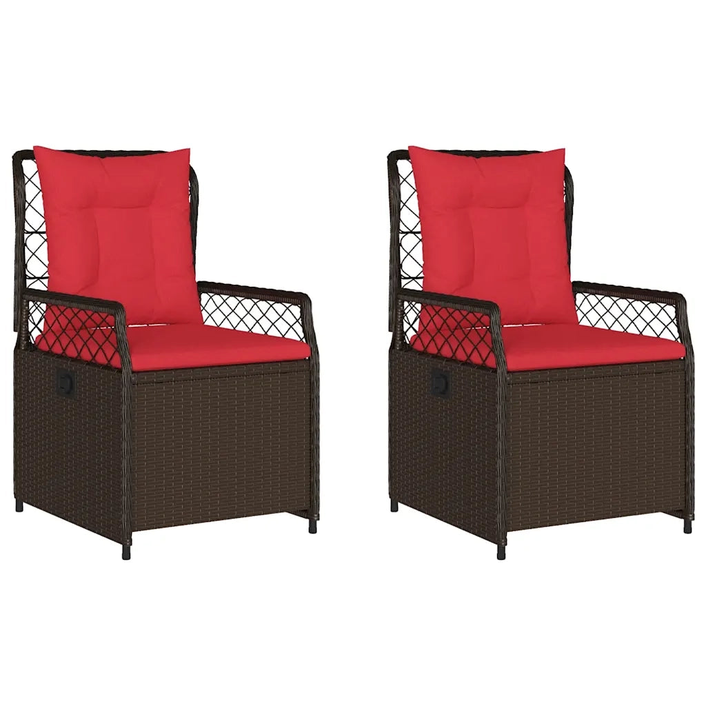 Sedie da giardino reclinabili 2 pz in Polyrattan Marrone 368667