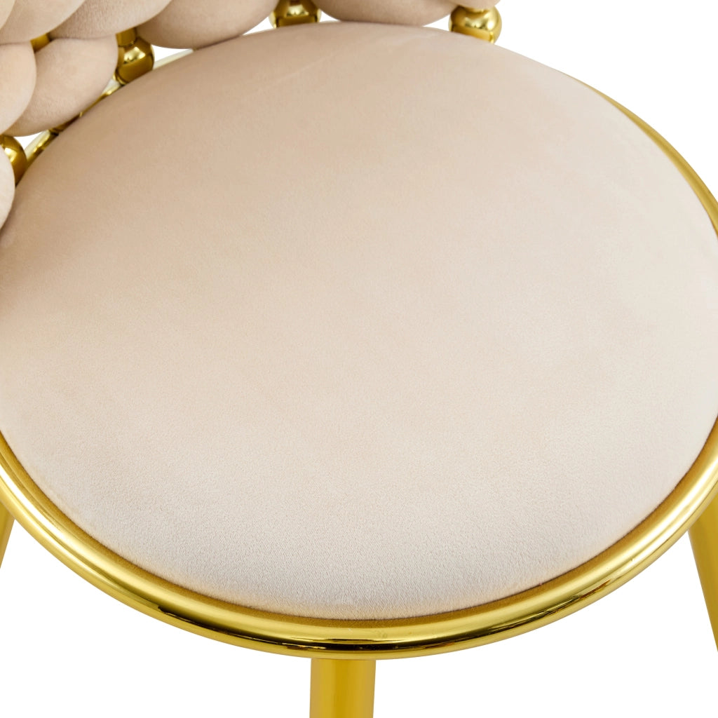 SEDIA Imbottita 62x58x51 cm in Velluto Beige con Gambe in Metallo