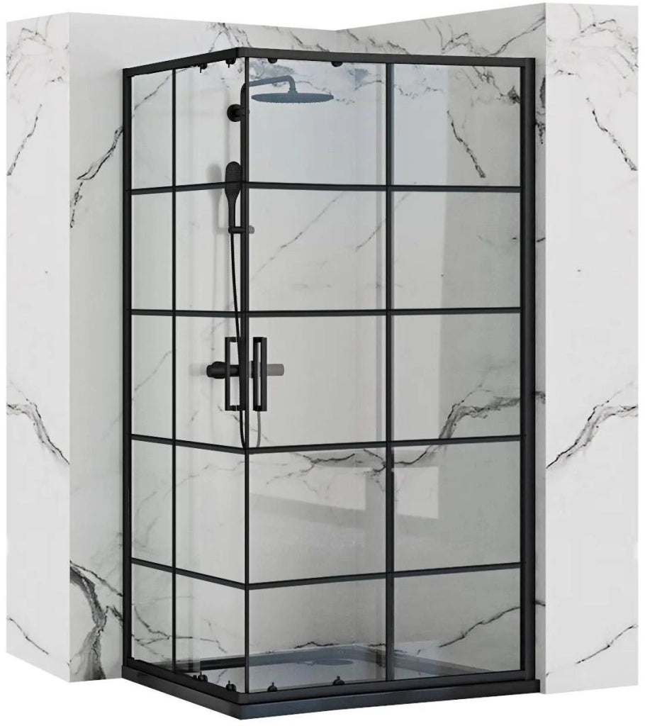 Cabina Doccia Rea Concept Black 80x100 con piatto doccia Savoy
