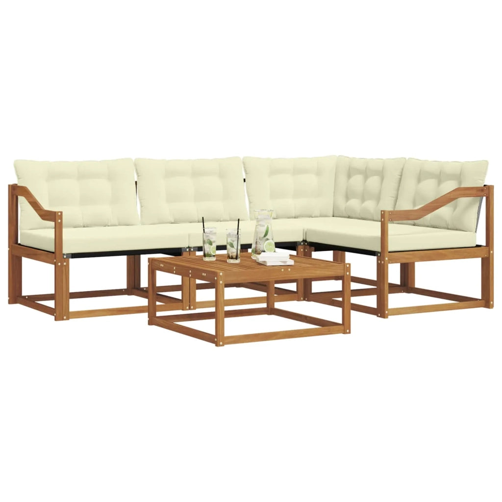 Set di divani da esterno con cuscino 5 pcs Naturale e Crema