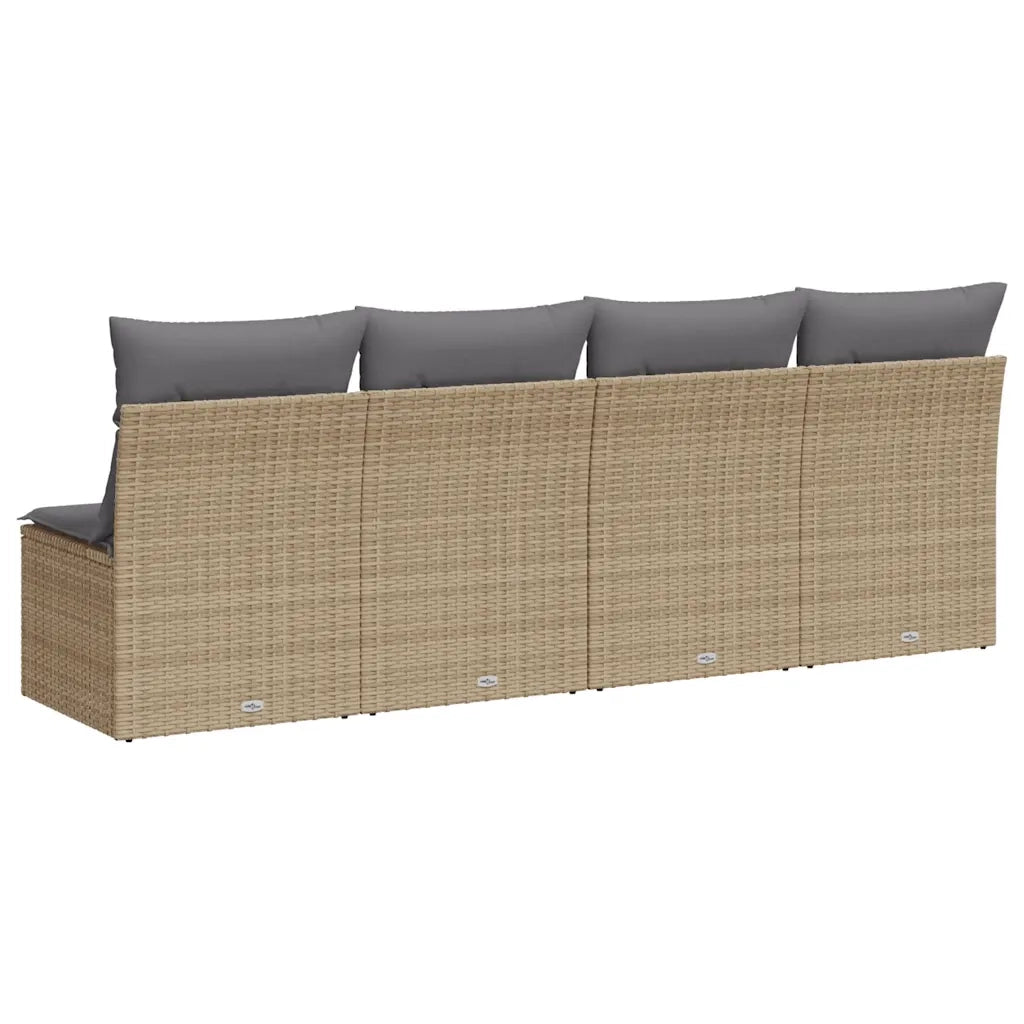 Divano da Giardino con Cuscini a 4 Posti-Sofa da Giardino-Divano da esterno Beige in Polyrattan 106250