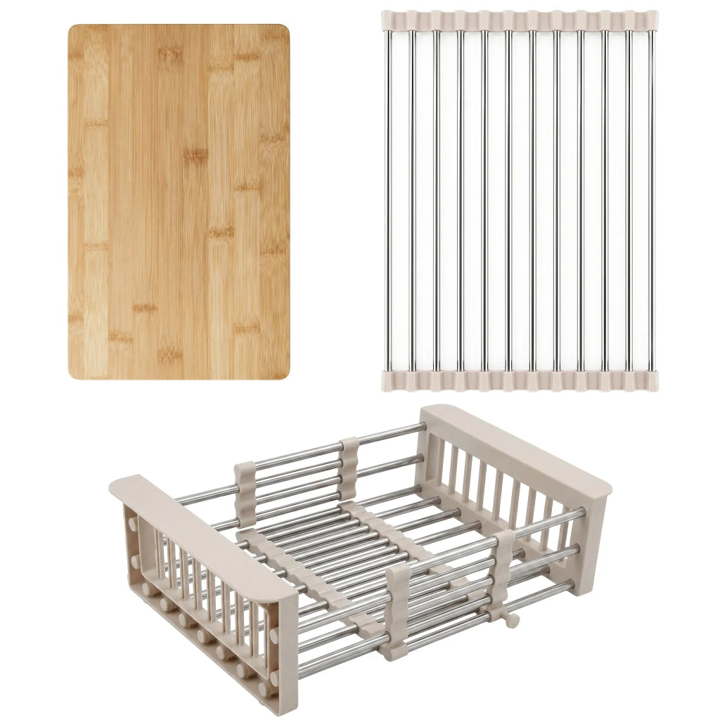 Set Di Accessori Per Lavello Da Cucina 3 Pz. Rea Beige