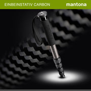 mantona Pro One monopiede in fibra di carbonio ultraleggera I altezza regolabile da 44 cm a 165 cm I pratico rivestimento in schiuma e cinghia da polso con accessori I colore: nero