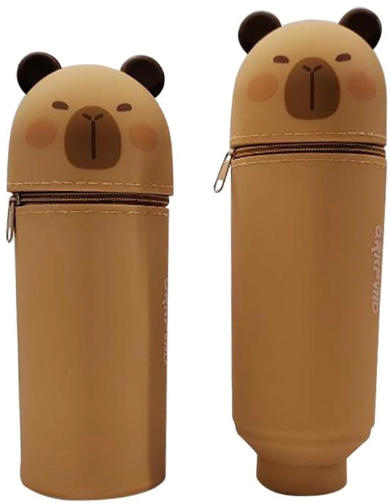 Etui 2 in 1 per ufficio e scrittura, chiusura a rilascio rapido, materiale siliconizzato, contenitore per penne, colori per pennarelli, penne per bambini, astuccio per animali da scrivere