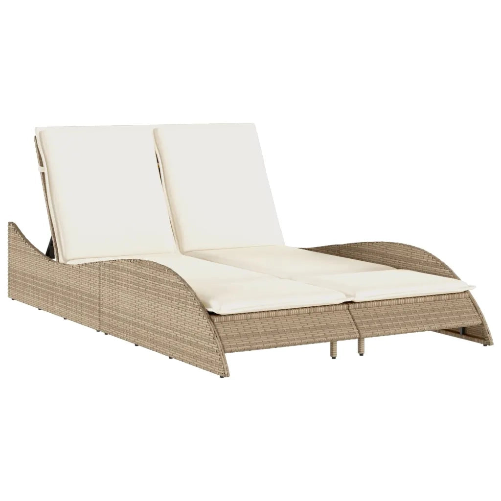 Lettino Prendisole | Sdraio da giardino | Lettino da sole con Cuscini Beige 114x205x73 cm Polyrattan