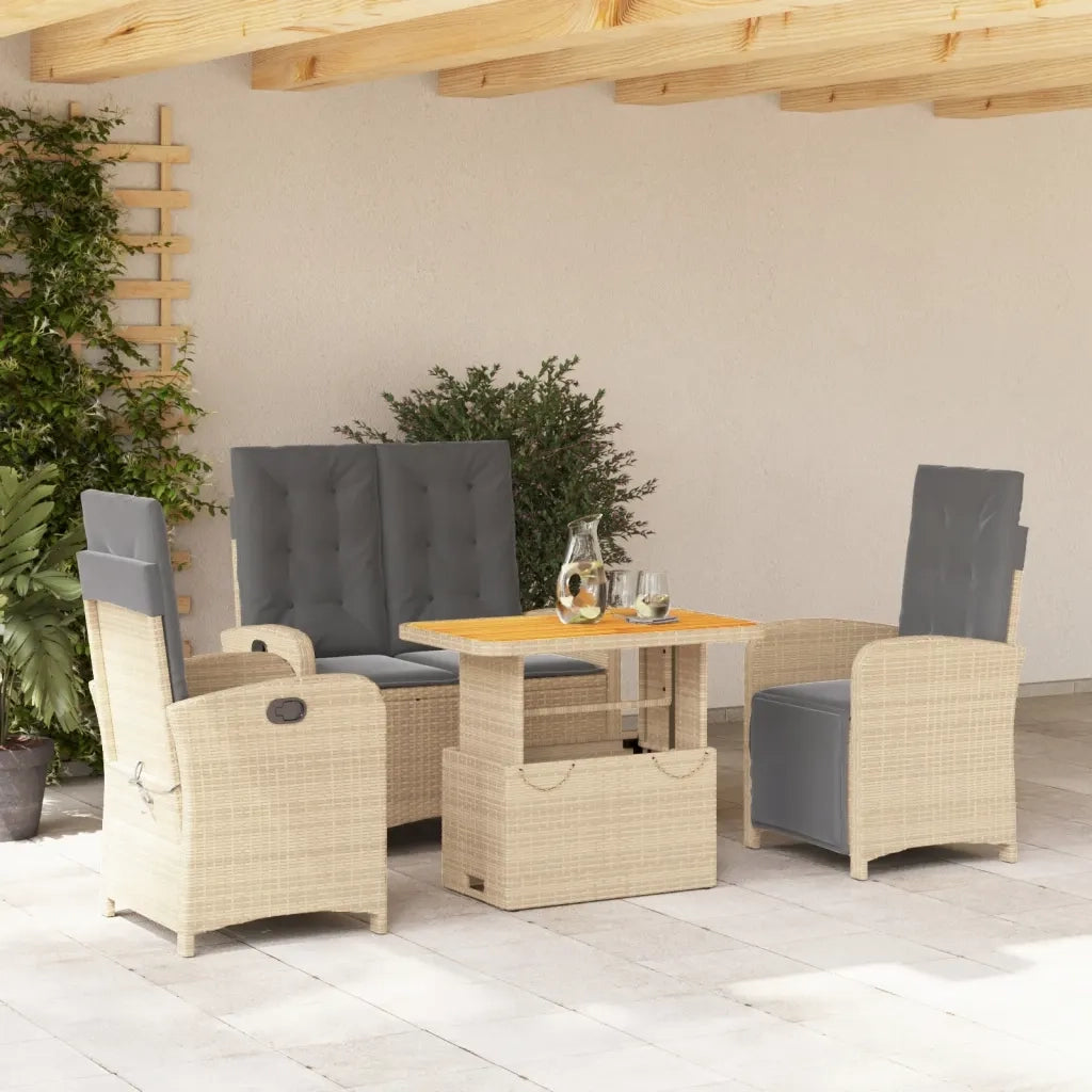 Set da Pranzo da Giardino 4 pz con Cuscini Beige in Polyrattan 3277372