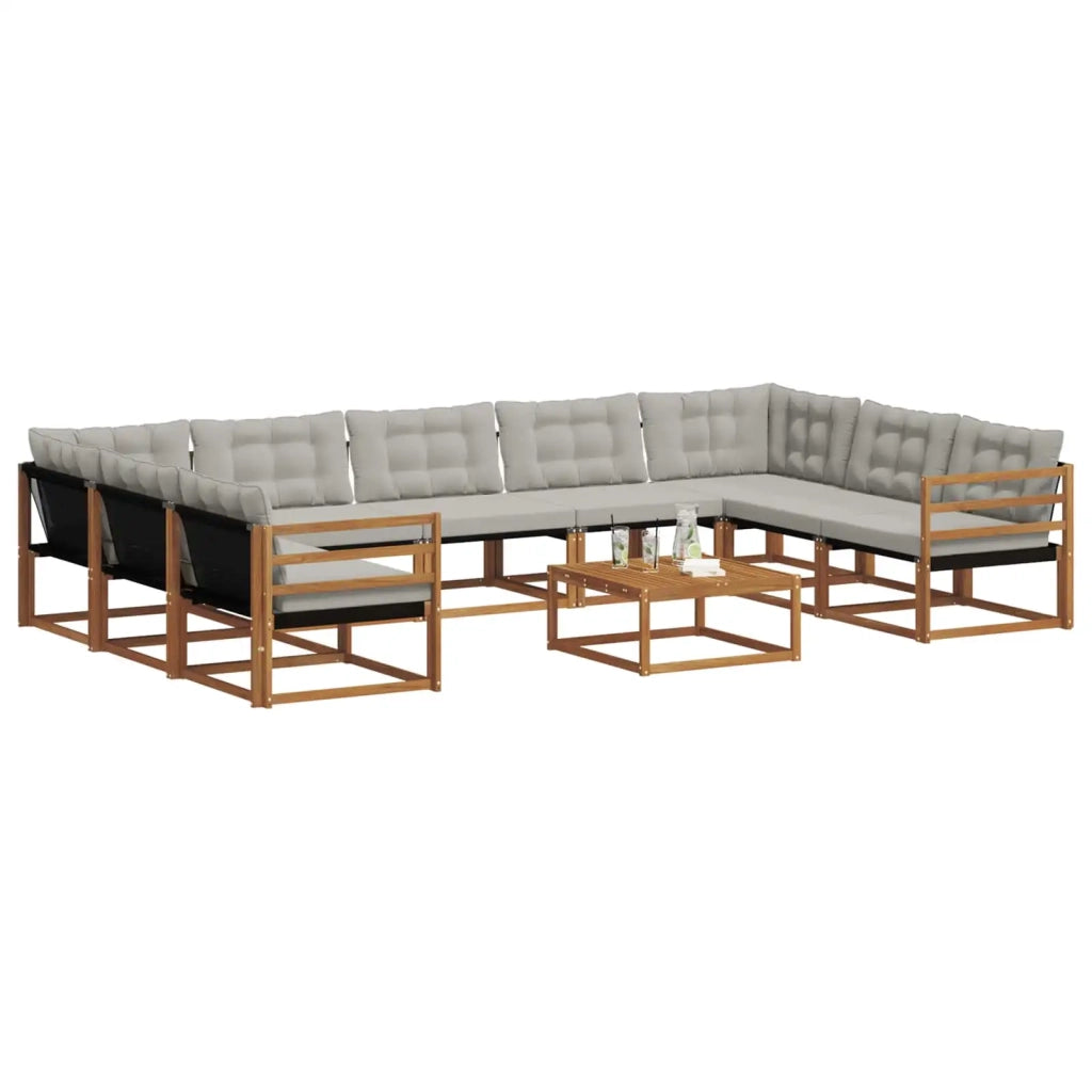 Set di divani da esterno 10 pcs Grigio Naturale e Chiaro 3369854