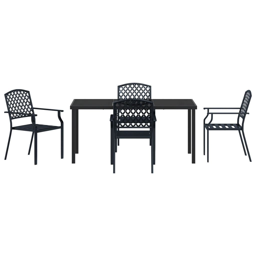 Set da Pranzo Giardino 5 Pezzi Acciaio Anthracite