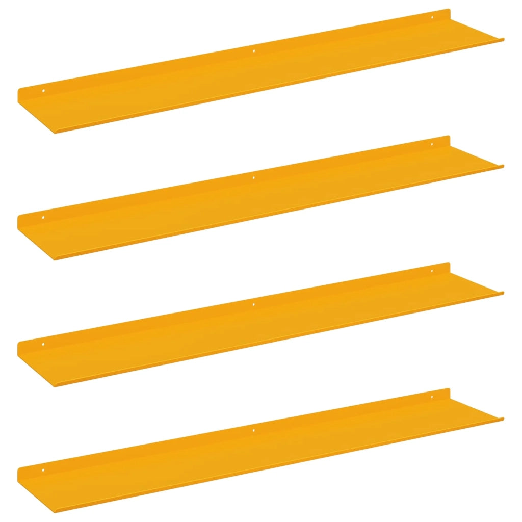 Mensola sospesa 4 pcs Giallo senape 100 x 18 x 2,5 cm Acciaio 8004051